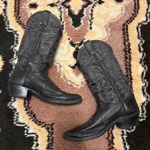 Dan Post Black Embroidered Cow Boy Boots